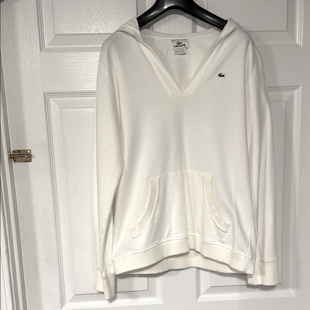Lacoste Women's White Hoodie lightweight 100% cotton